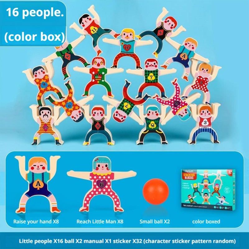 Stacking Figure Toys, 16 Pcs Circus Hercules Acrobatic Troupe Interlock Toy with 2 Balls, Family Stacking Games, Preschool Party Favors Birthday Gifts for 3 4 5 6 Years Old Boys and Girls - Image 2